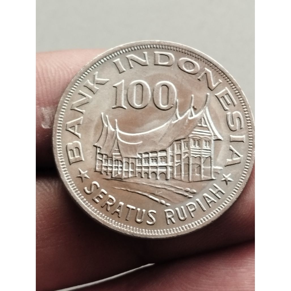 uang koin 100 rumah gadang bagus asli