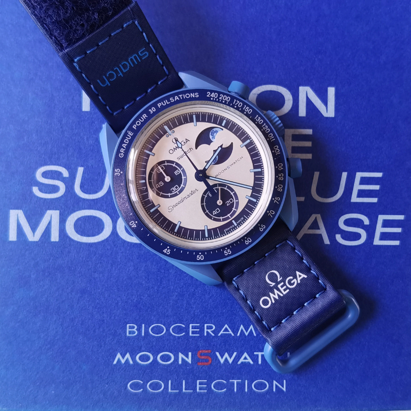 omega x swatch  Kuarsa jam tangan Bulan bisa berputar cocok wanita dan pria