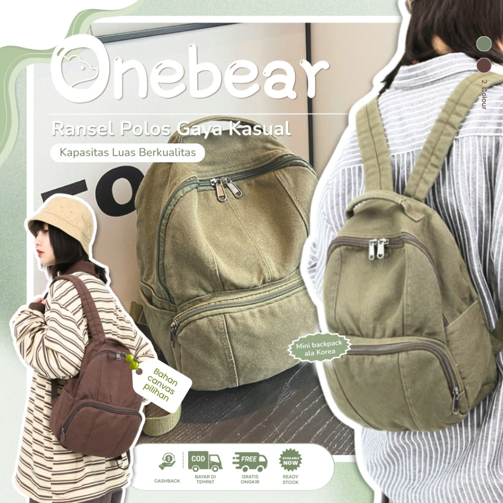 Onebear ready mini backpack korea tas backpack wanita tas ransel pria dan wanita tas ransel wanita k