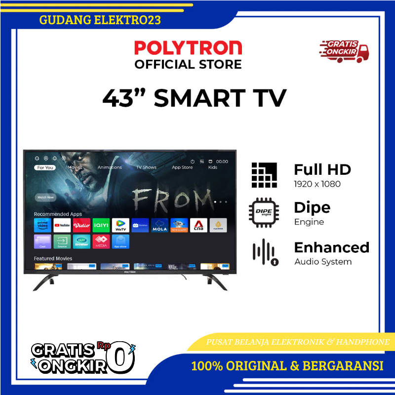 Polytron smart tv 43in 43CV8869 led tv smart tv digital tv 43inch Garansi resmi