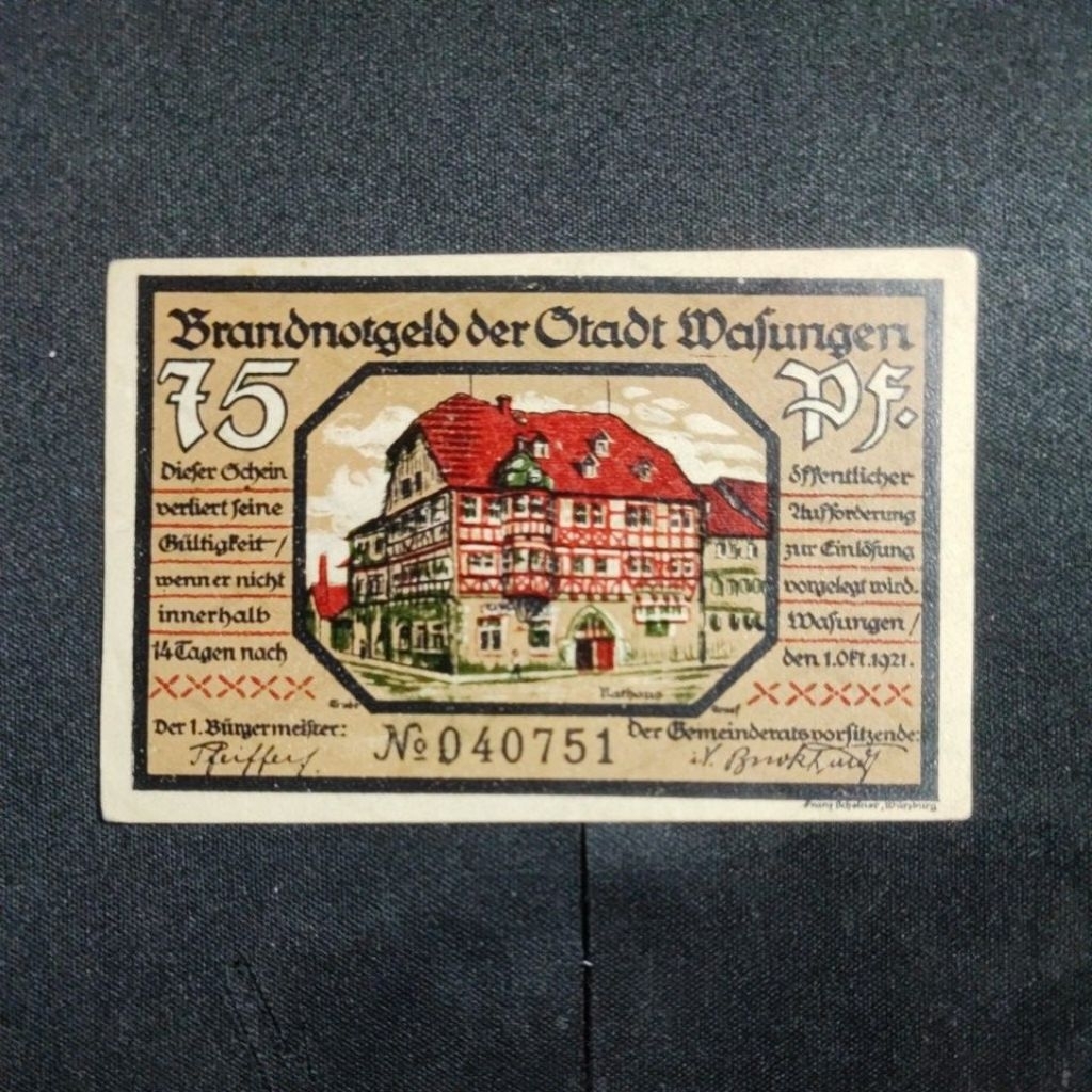 Uang Kuno Asing Notgeld Jerman 75 Pfenning Tahun 1921 | AUNC