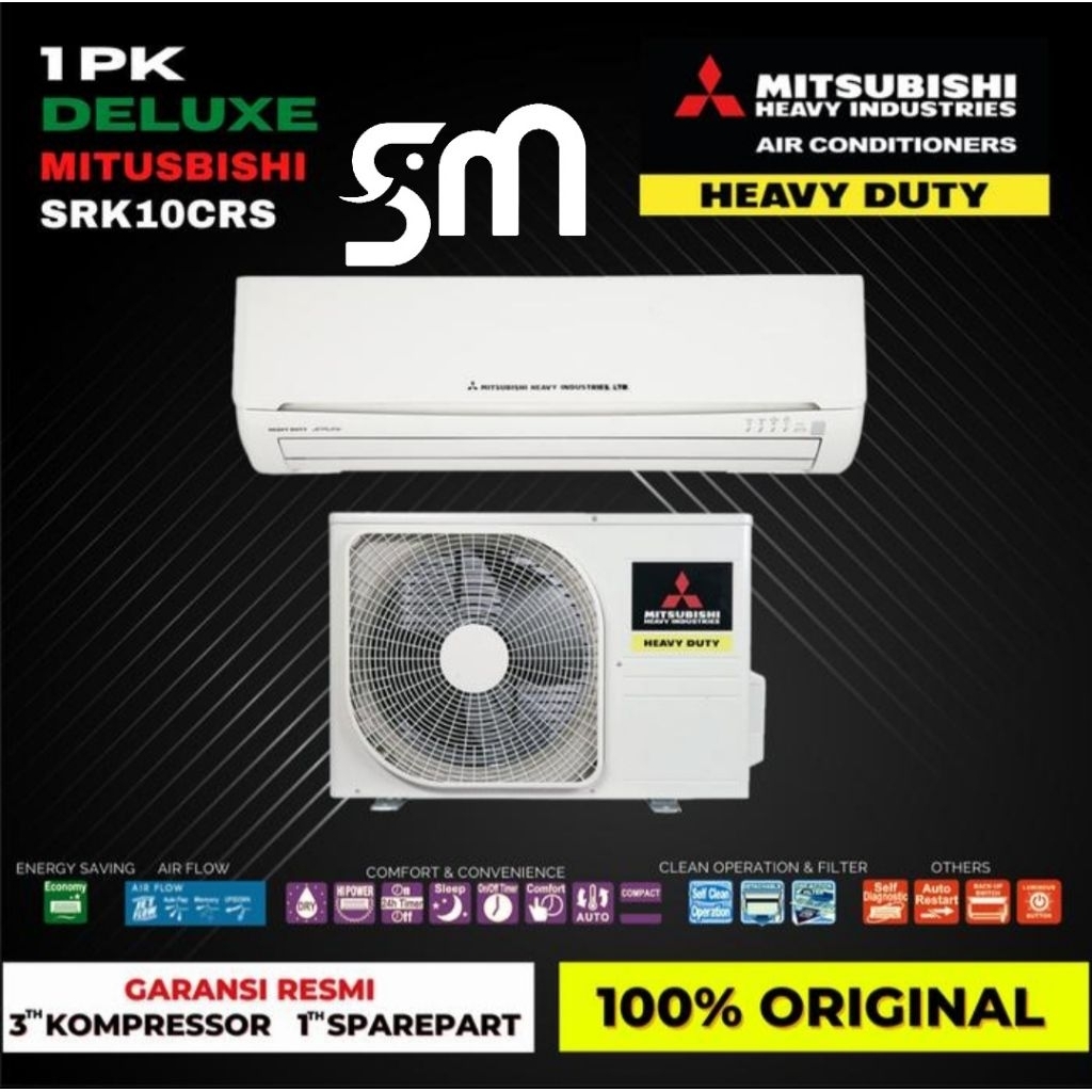 AC Mitsubishi 1 PK Thailand SRK10CRS Deluxe SRK 10CRS R410a Heavy Industries