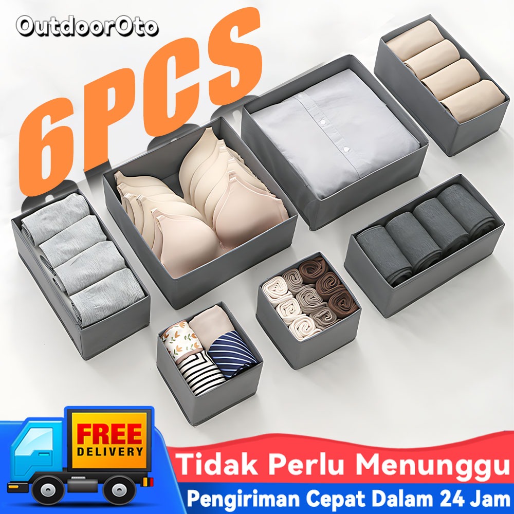 Aksesoris Pakaian 6Pcs Kotak Penyimpanan Tas Pakaian Dalam Storage Box Tas Pakaian Dalam & Aksesoris