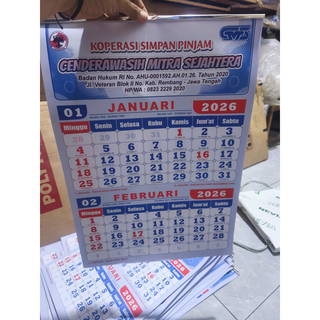 Kalender Kerja • Kalender Dinding • Kalender 2024 • Sablon/Cetak Logo/Kop/Iklan • Kalender Custom • 