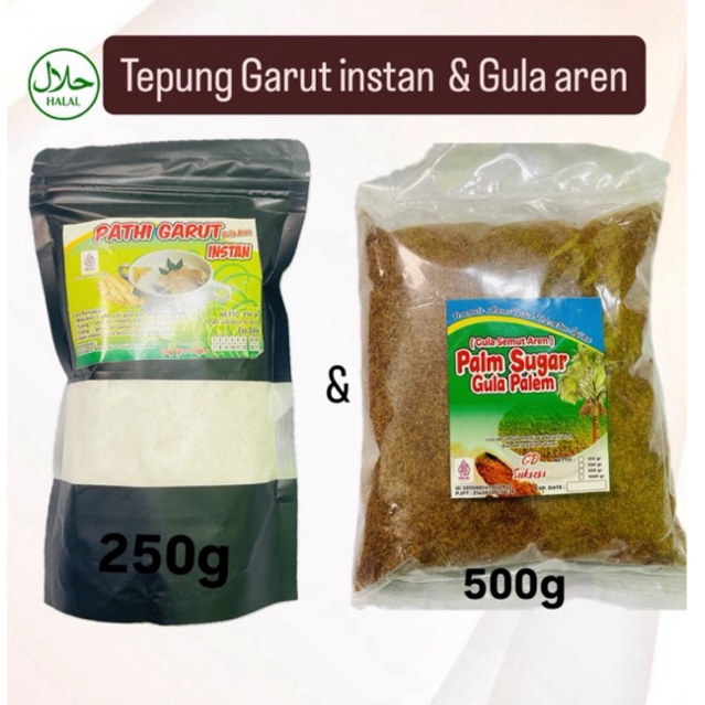 Tepung Pati Garut instan Sudah tercampur Gula dan gula aren bubuk 500