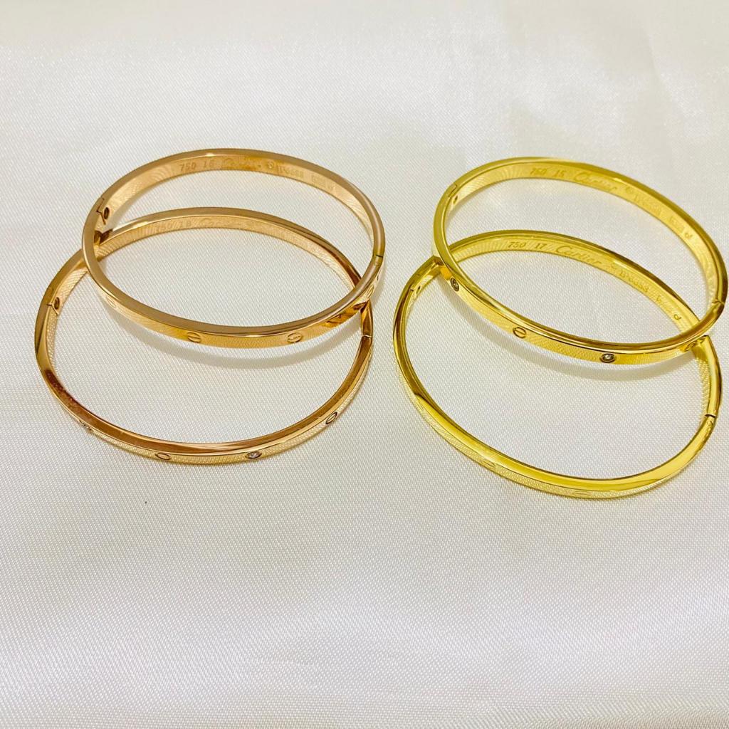 Gelang Tangan Bangle Tipis Wanita Dewasa Titanium Embos Ukir Dalam 4mm