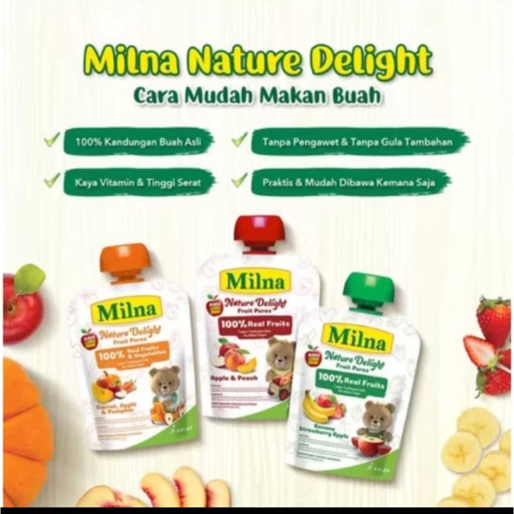 Milna Nature Delight Fruit Pure / Jus Buah Bayi 80 g