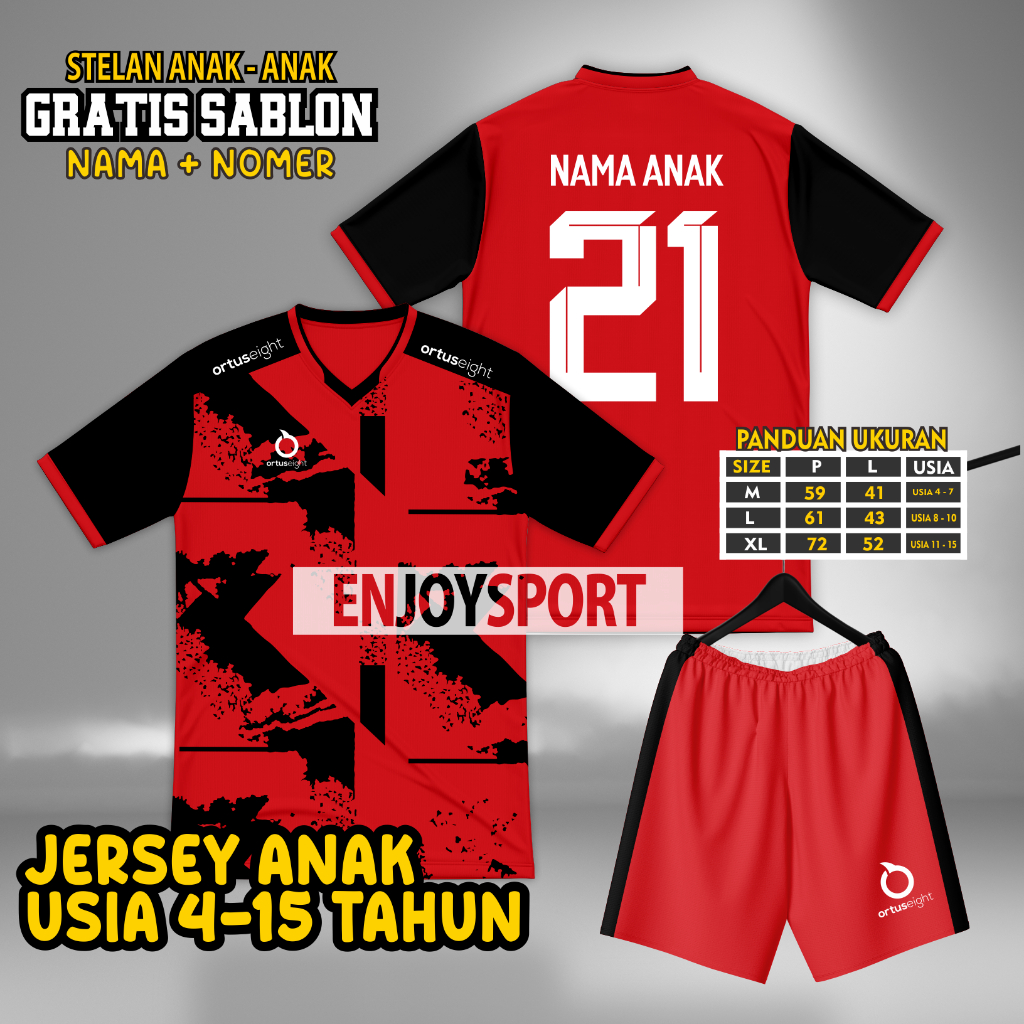 COD Gratis Custom Sablon Jersey Bola Anak Dry Fit || Custom Nama Nomor Jersey Futsal Anak Dry Fit