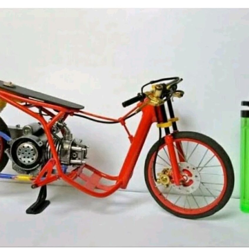 miniatur motor drag yamaha mio soul old merah marun Scala 1:16