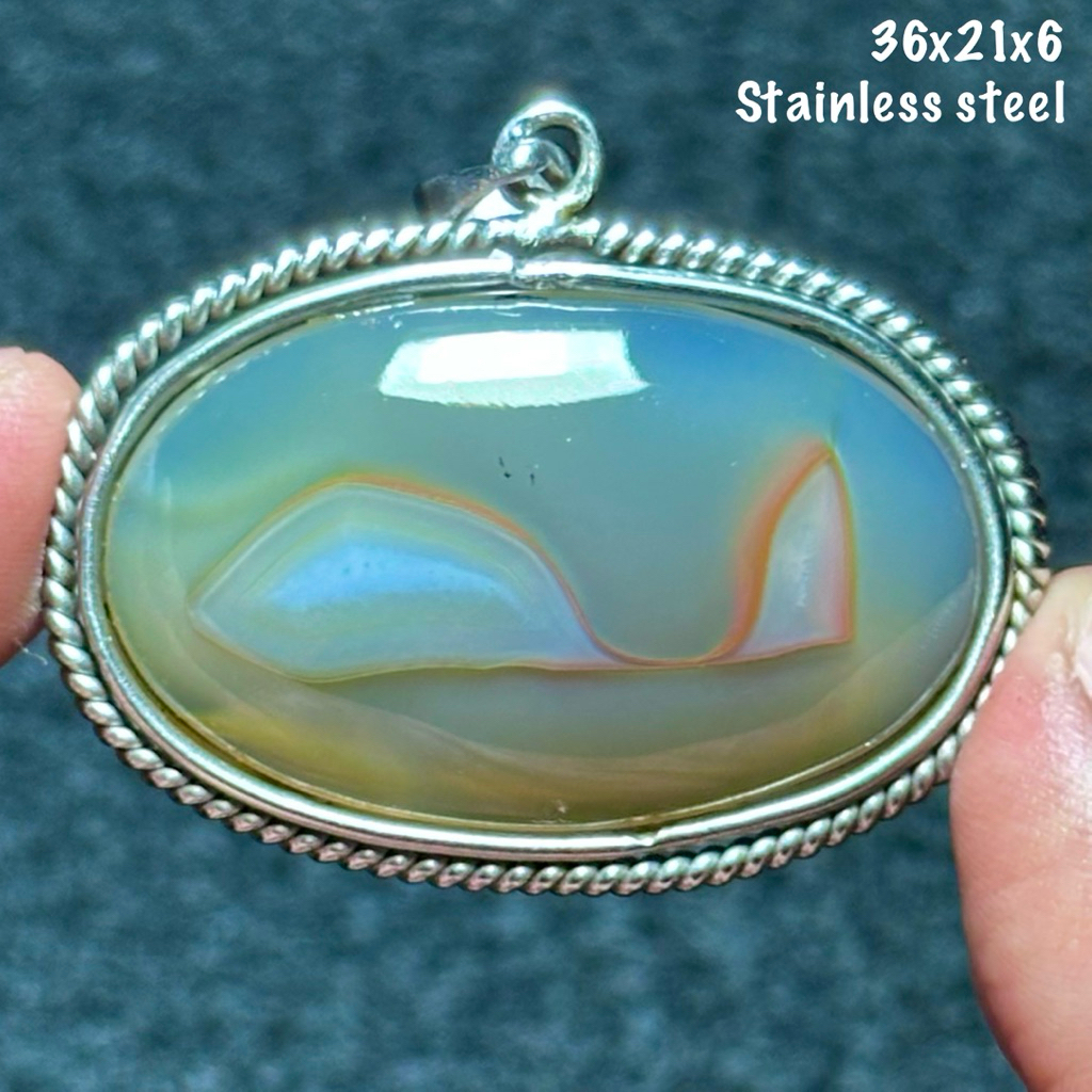 Liontin Batu Akik Natural Baturaja Ginggang Motif Ikan Paus 3D Aquarium Kristal (asli alam)