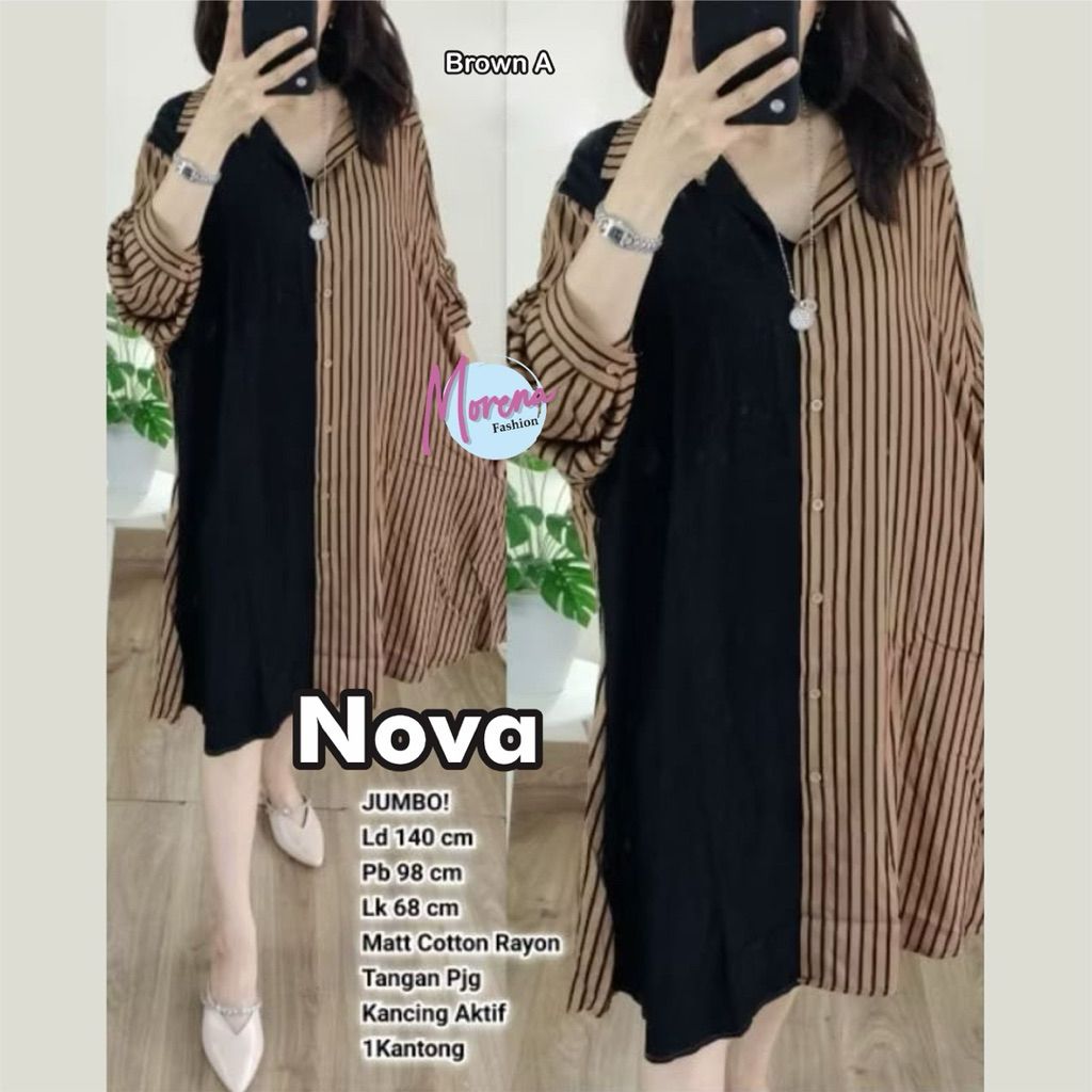 Atasan Tunik Rayon | Midi Long tunik | Baju Jumbo Wanita | Nova Morena