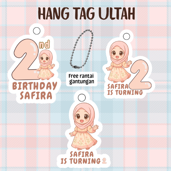 25 pcs Hang tag ulang tahun anak CEWEK/hangtag ulang tahun karakter/label tag ulang tahun murah/hang