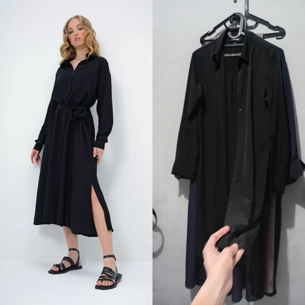 Monki Shirt Dress Hitam NO BELT