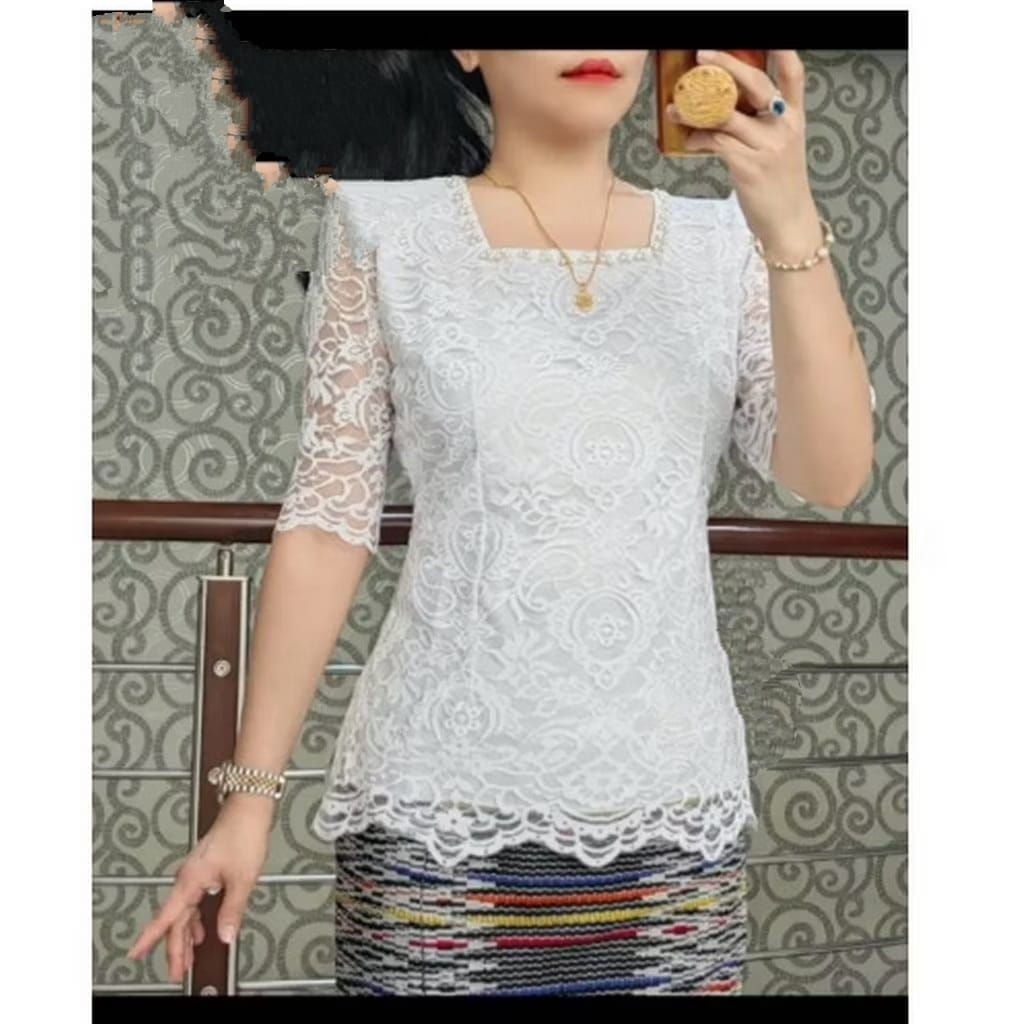 305 Blus Brokat Kebaya Cantika Atasan Wanita Dewasa Modern Cantik Mewah dan Elegant Pakaian Jadi Wan