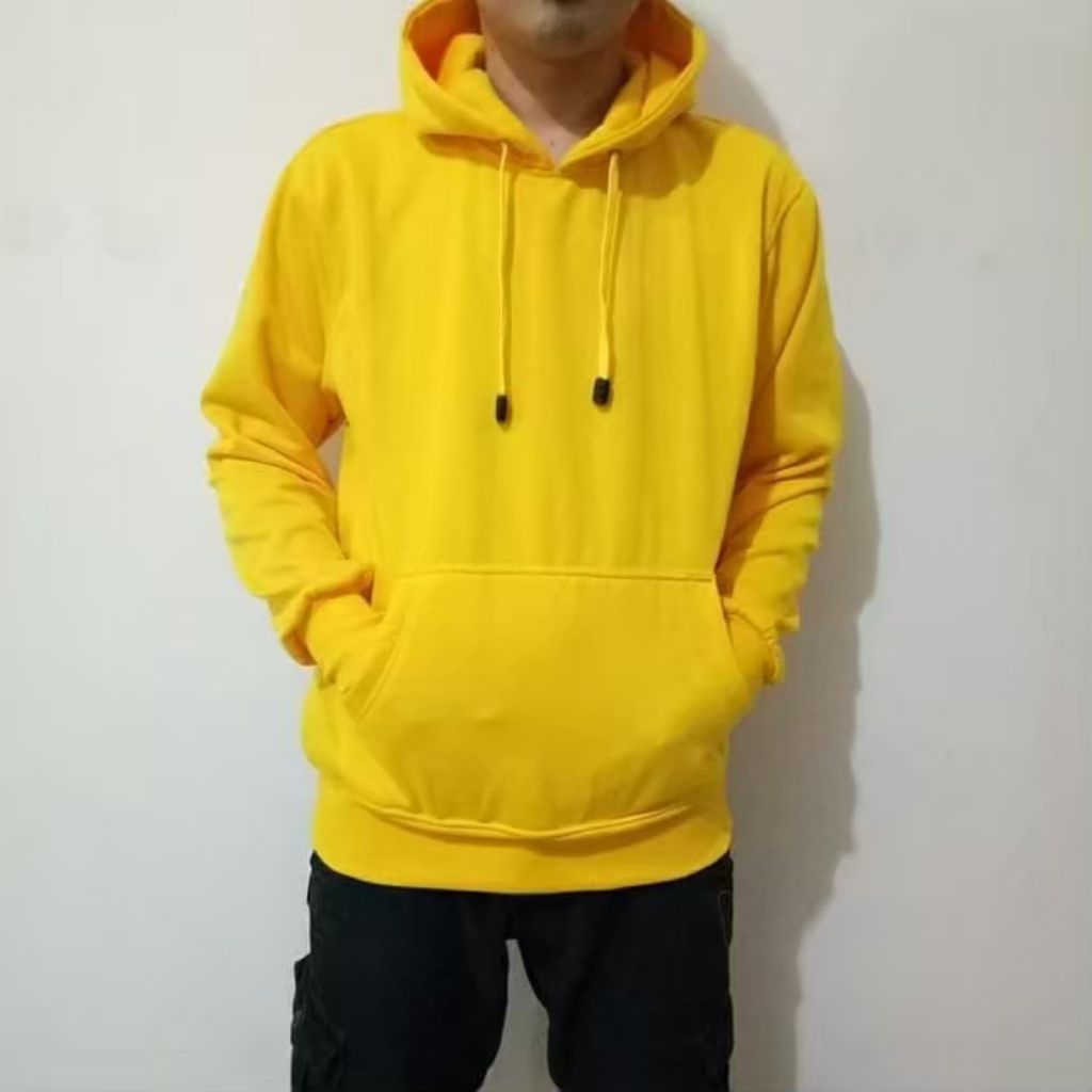 Hoodie Polos Pria Jacket Sweater Hoodie Unisex Pria wanita Premium Fleece Tebal Hodie Kuning Pria