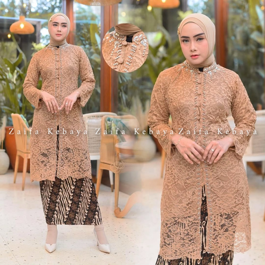 Kebaya Tunik Kancing Seribu Payet - Kebaya Modern - Kebaya Wisuda - Kebaya Brokat - Kebaya Pesta - K