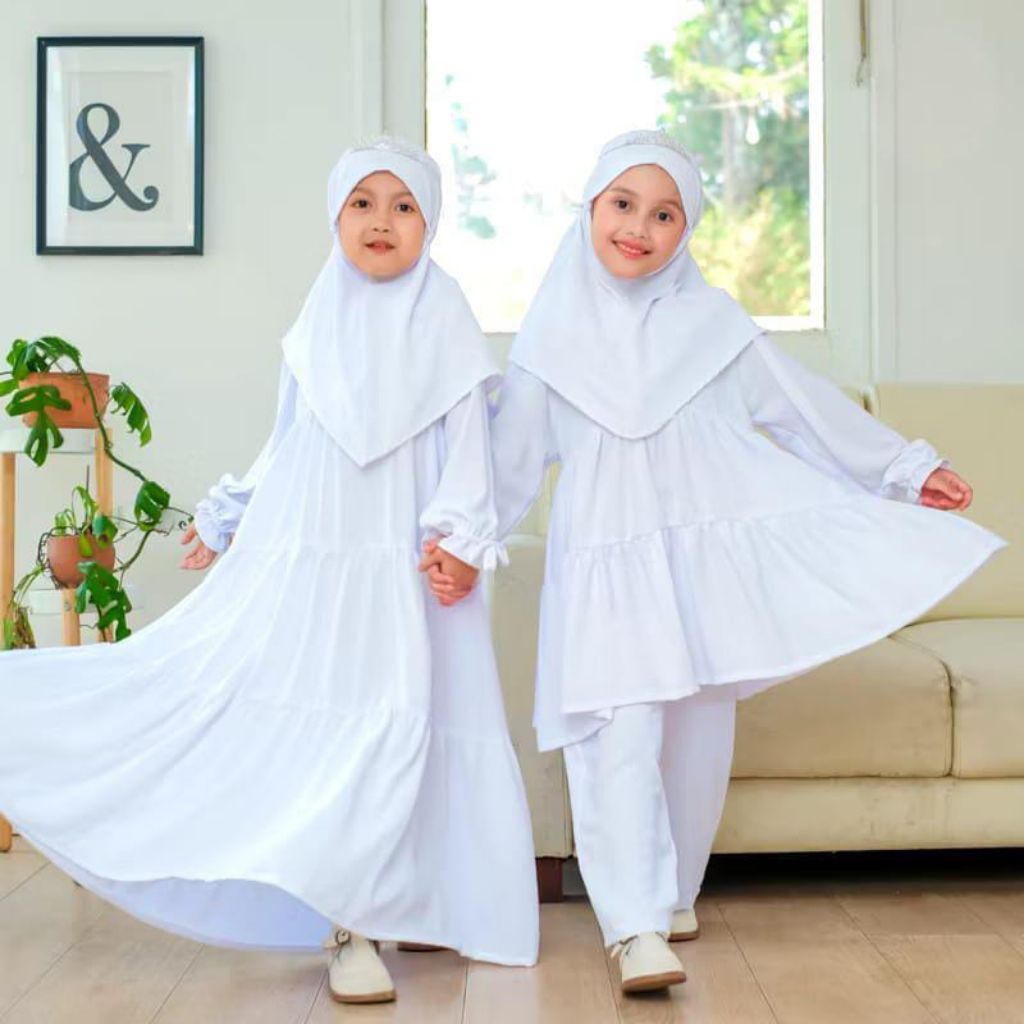 Gamis Setelan Anak Tk Manasik Haji Umur 3-12 Tahun Bahan Katun Rayon Setelan Polos Anak Rempel Susun
