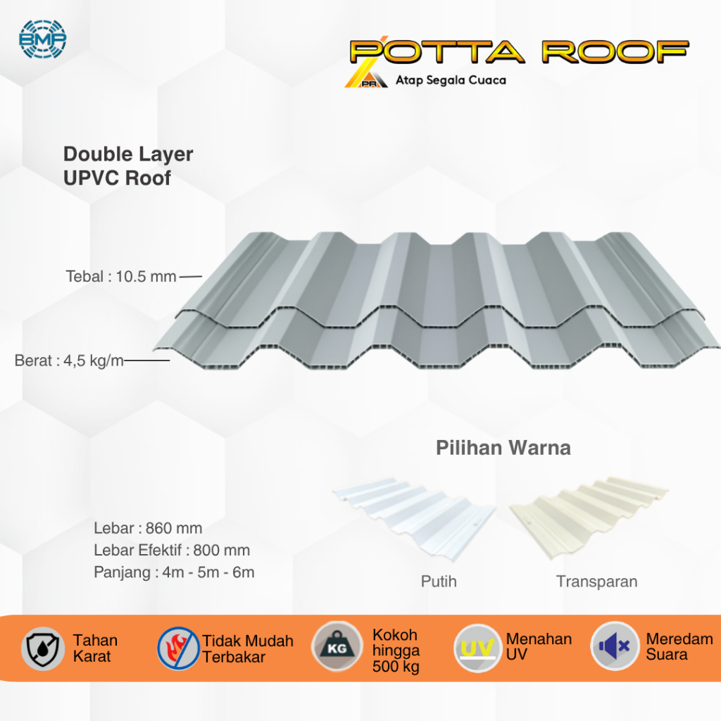 ATAP UPVC DOUBLE LAYER POTTAROOF