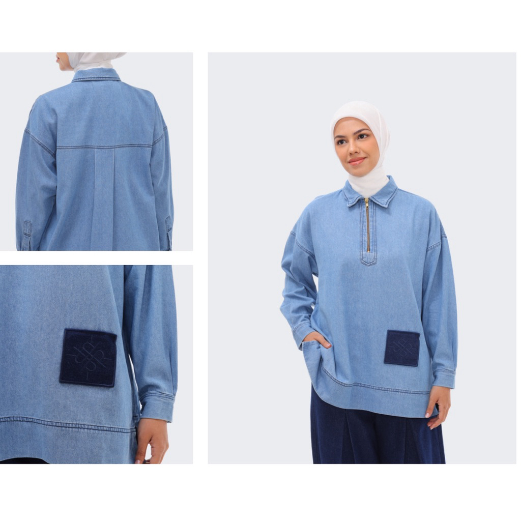 Areli Shirt Riamiranda Denim Series RM Atasan Kemeja Blouse Wanita Ria Miranda