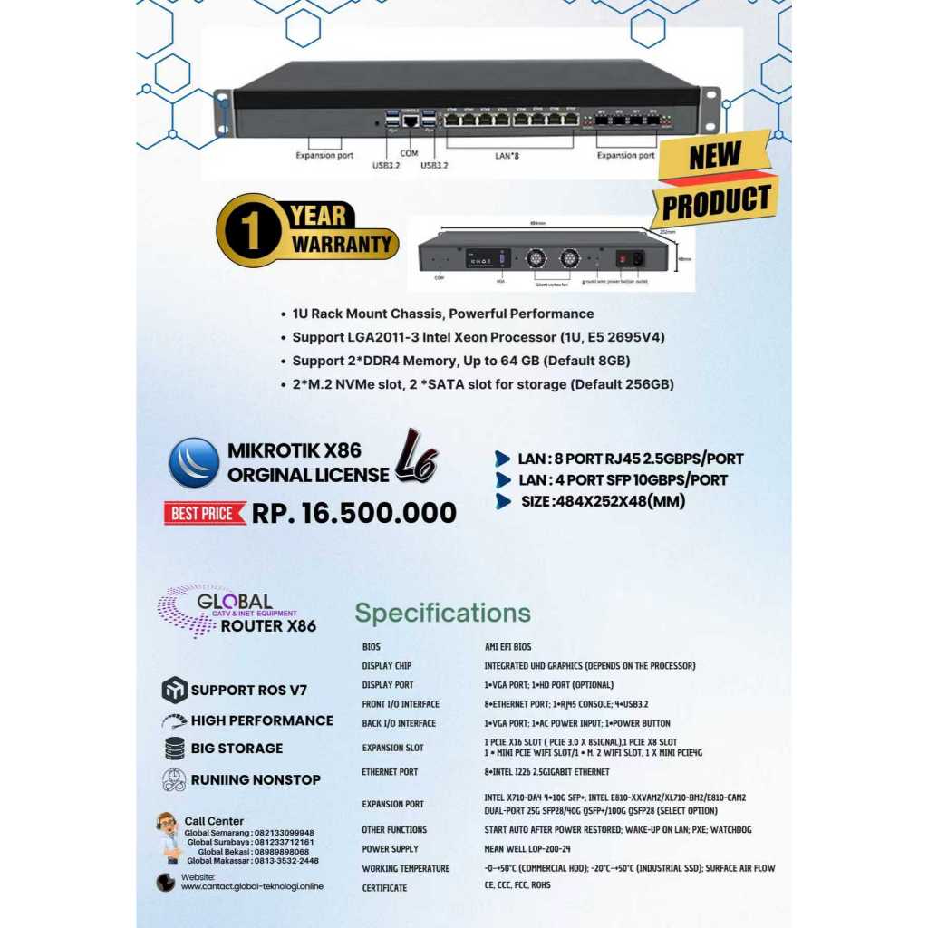 MIKROTIK X86 LAN 8RG45 2.5GBPS/PORT