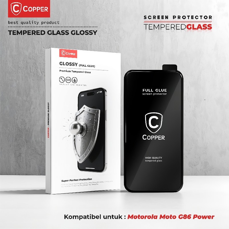 COPPER - Tempered Glass Full Glue Premium Glossy - Motorola Moto G86 Power