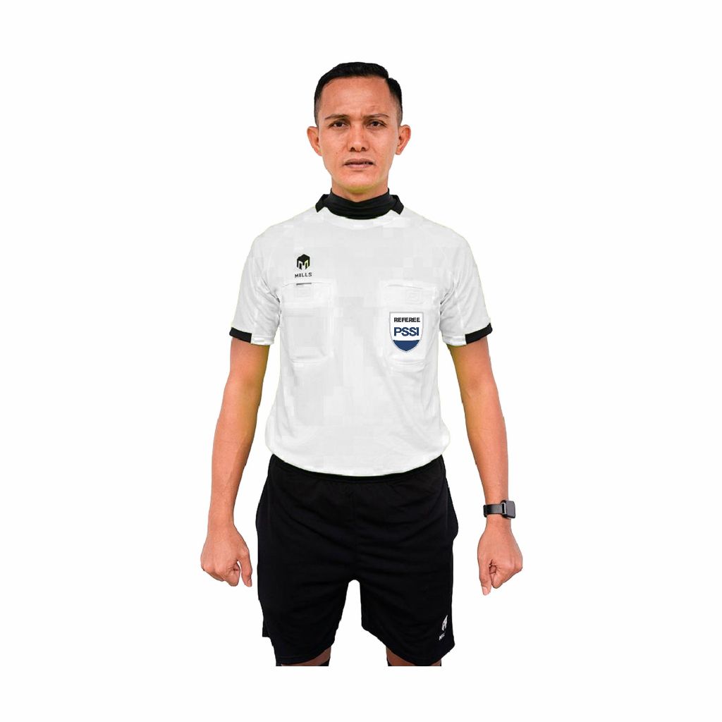 BAJU WASIT MILLS LOGO REFEREE PSSI PUTIH SATUAN BAJU SAJA TANPA CELANA