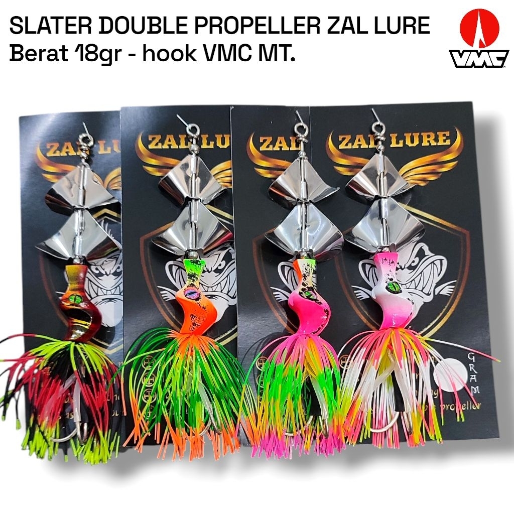 SLATER DOUBLE PROPELLER TOMAN ZAL LURE VMC MT HOOK. umpan casting toman. lure casting toman