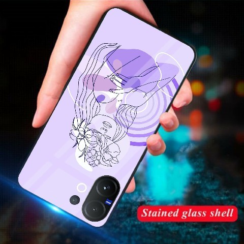 [K06] Softcase Glass Kaca Arylic Compatible Untuk Type Hp Vivo V60 Casing Android Vivo V60 Case Glos