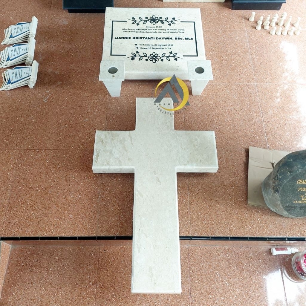 custom nisan dan salib marmer