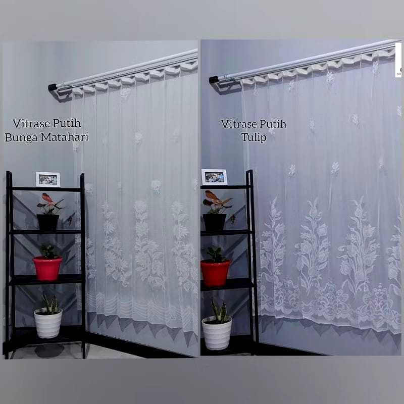 Dalaman Gorden Putih Motif / Vitrase Gorden Motif Putih Lapisan Transparan
