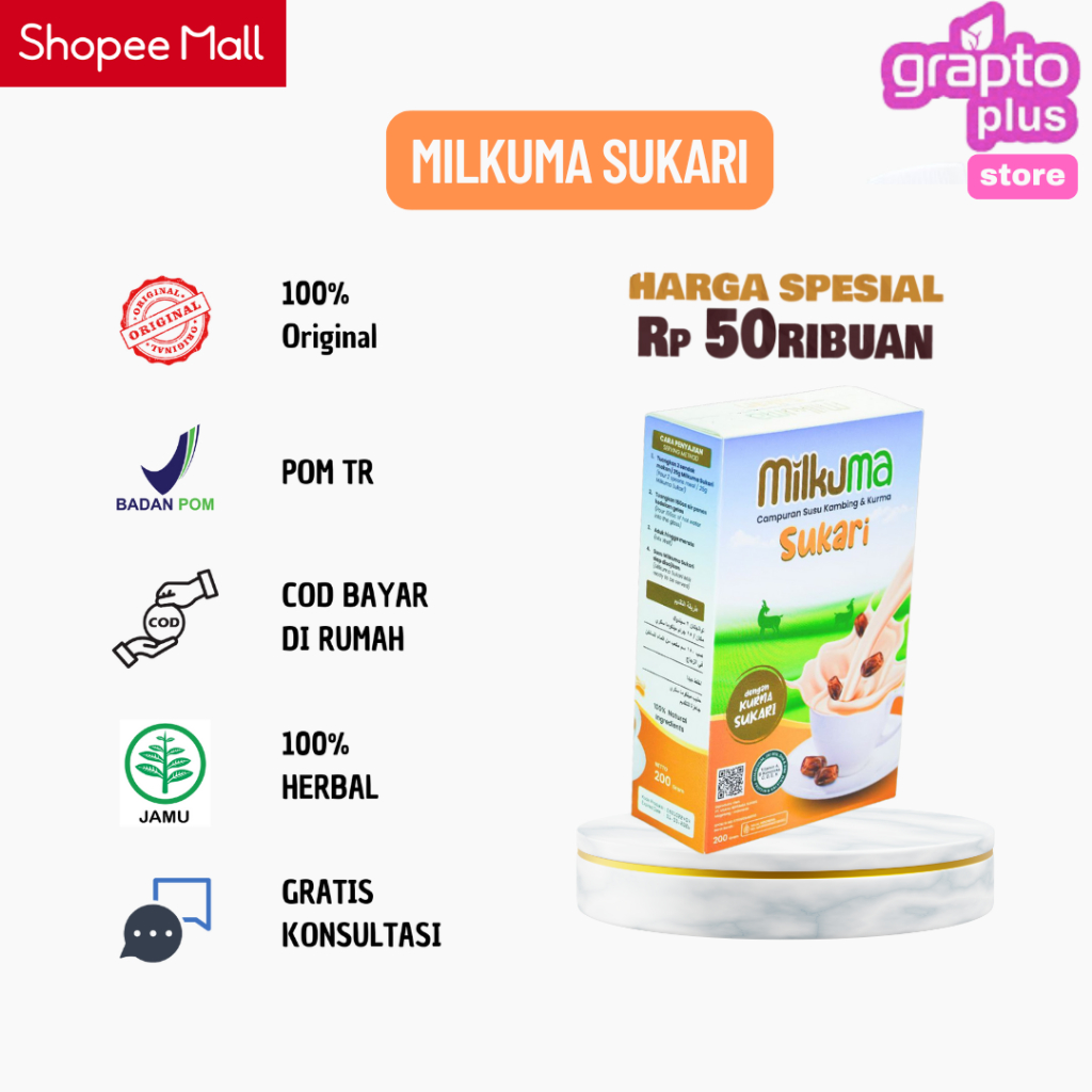 Milkuma Sukari Susu Kambing Etawa Bubuk Plus Kurma Asli Original
