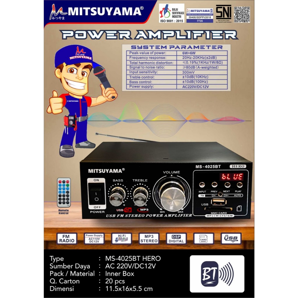 POWER AMPLIFIER BLUETOOTH KARAOKE MITSUYAMA (MS-4025BT HERO)