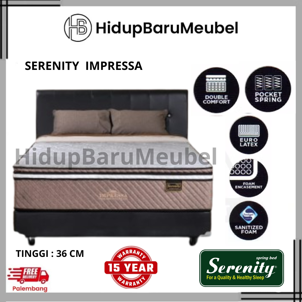 Springbed Impressa Pocket Latex Serenity Elite / matras kasur latek per poket / tempat tidur keras p