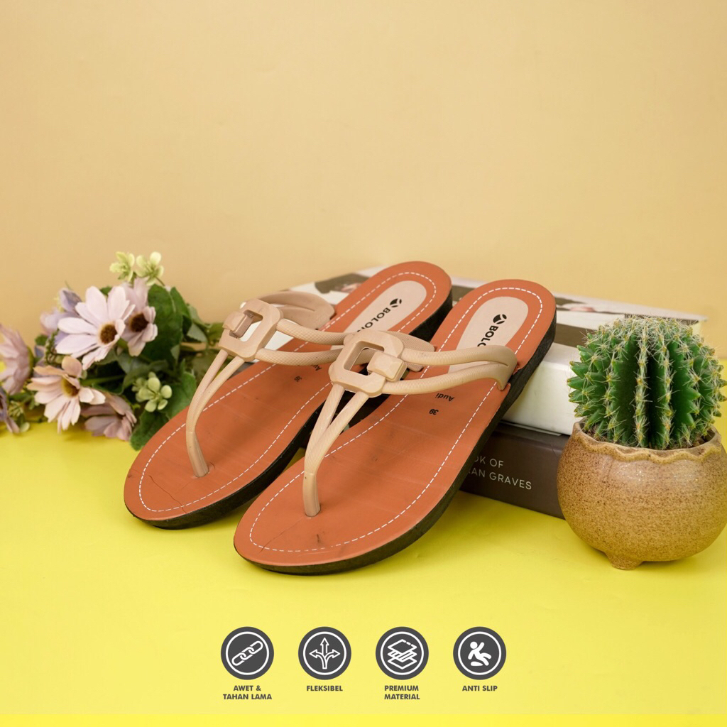 (AUDY ) Sandal Jepit cewek ORIGINAL BOLONI art. Audy PCU / semi karet