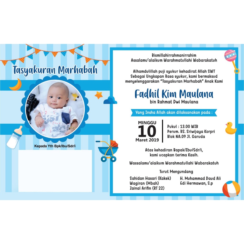 Kartu Nama Bayi Custom