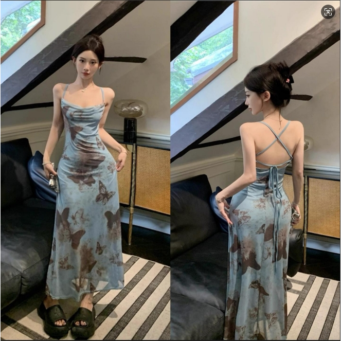 EMITA BLOOM elegant off shoulder floral long dress pantai press body panjang wanita kekinian korean 