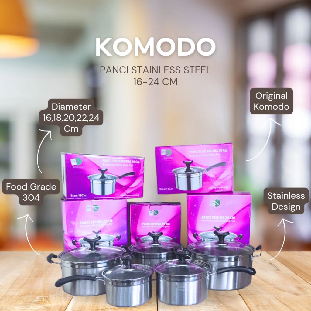 Panci Stainless Steel 16-24 Cm 100% Original KOMODO