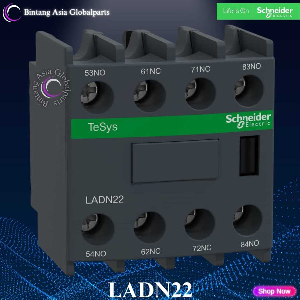 LADN22 Auxiliary Contact Block 2NO 2NC Original / Kontak Bantu Kontaktor Schneider LADN22 / LADN 22 