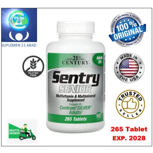 Multivitamin Lansia dan mineral 21st Century Sentry Senior 50+ isi 265 tablet