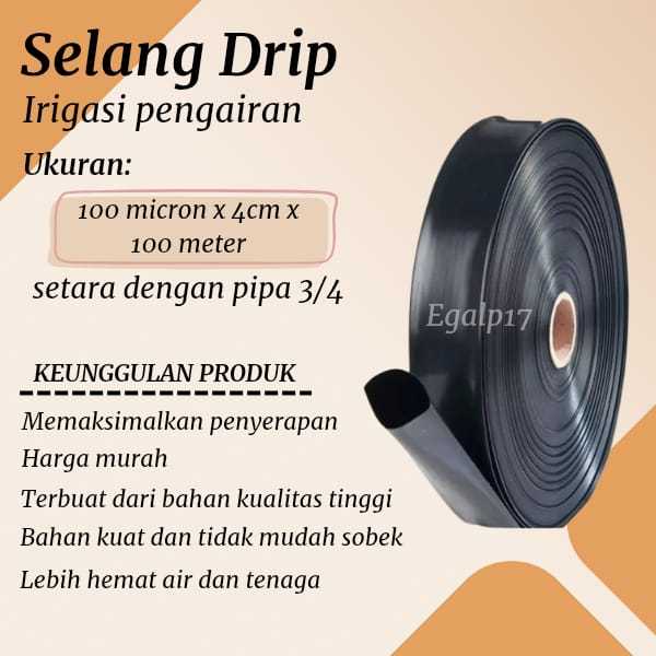 Selang Drip 100 micron 4cm(3/4) panjang 100 meter bahan HDPE POLYETHILENE