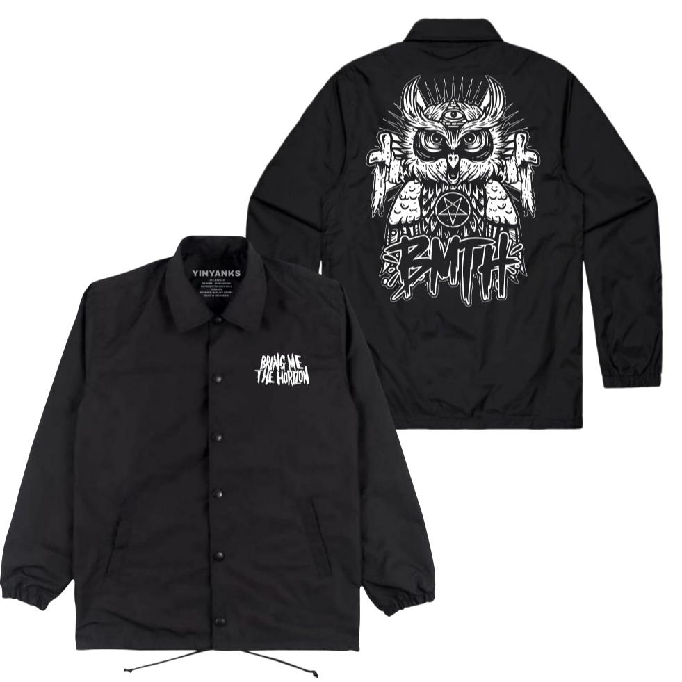 The Wasnas Coach Jacket Bmth Owl Jacket musik warna Hitam