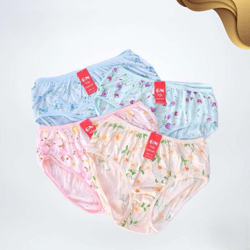 ( 12 Pcs ) Celana Dalam Golden Nick Art 937s Sablon Celana Dalam Wanita Bahan Katun Dingin | CD Gold
