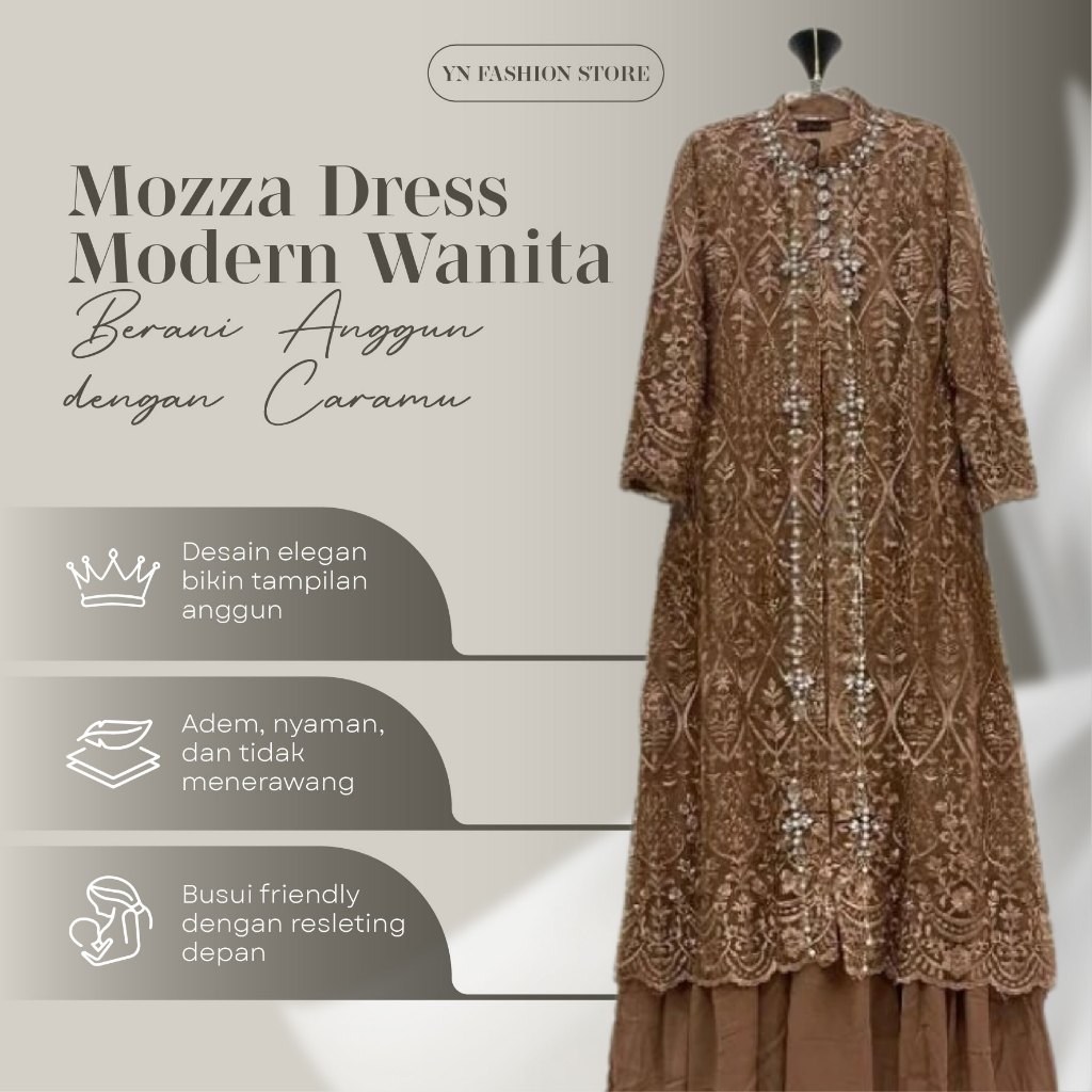 Dress Pesta Wisuda Mozza Wanita M L XL XXL Warna Burgendi Lavender Sage Rose Gold Elegan Cantik Pern