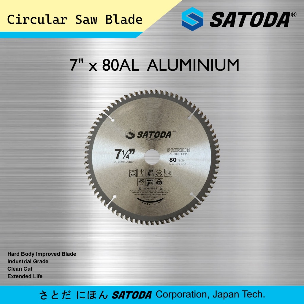 Gergaji Circular Saw Blade Aluminium 7" x 80T - Satoda Japan Tech