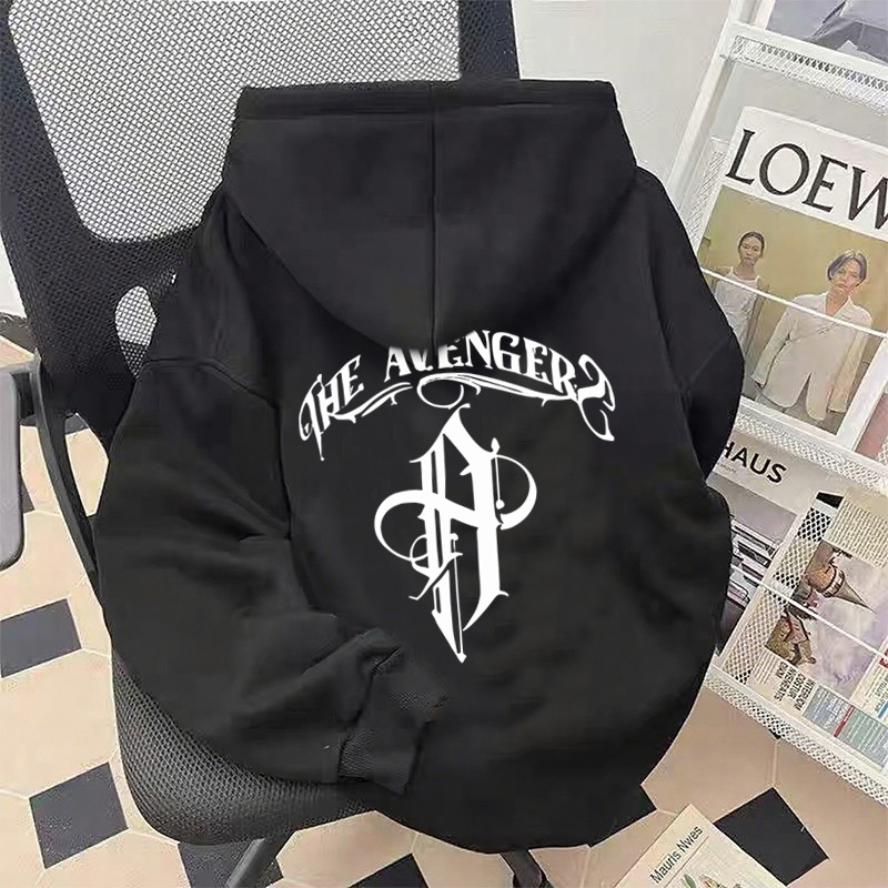 Disneay Hoodie Pria Boxy | THE AVENGERS | Amerika Vintage  Street Style Alfabet Desain Seni Graffiti