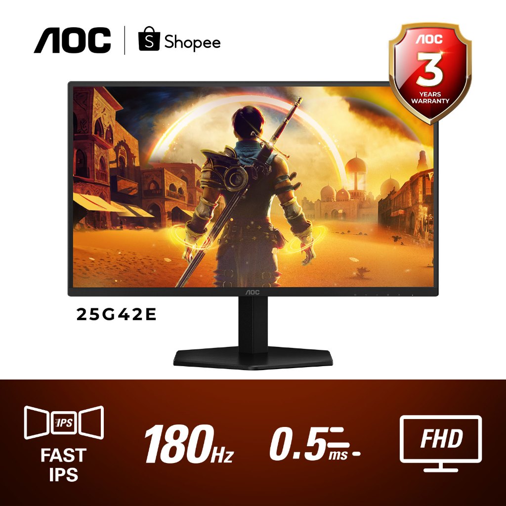 Monitor LED AOC 25G42E Adaptive Sync 24.5" Fast-IPS 180Hz FHD 0.5MS HDR10
