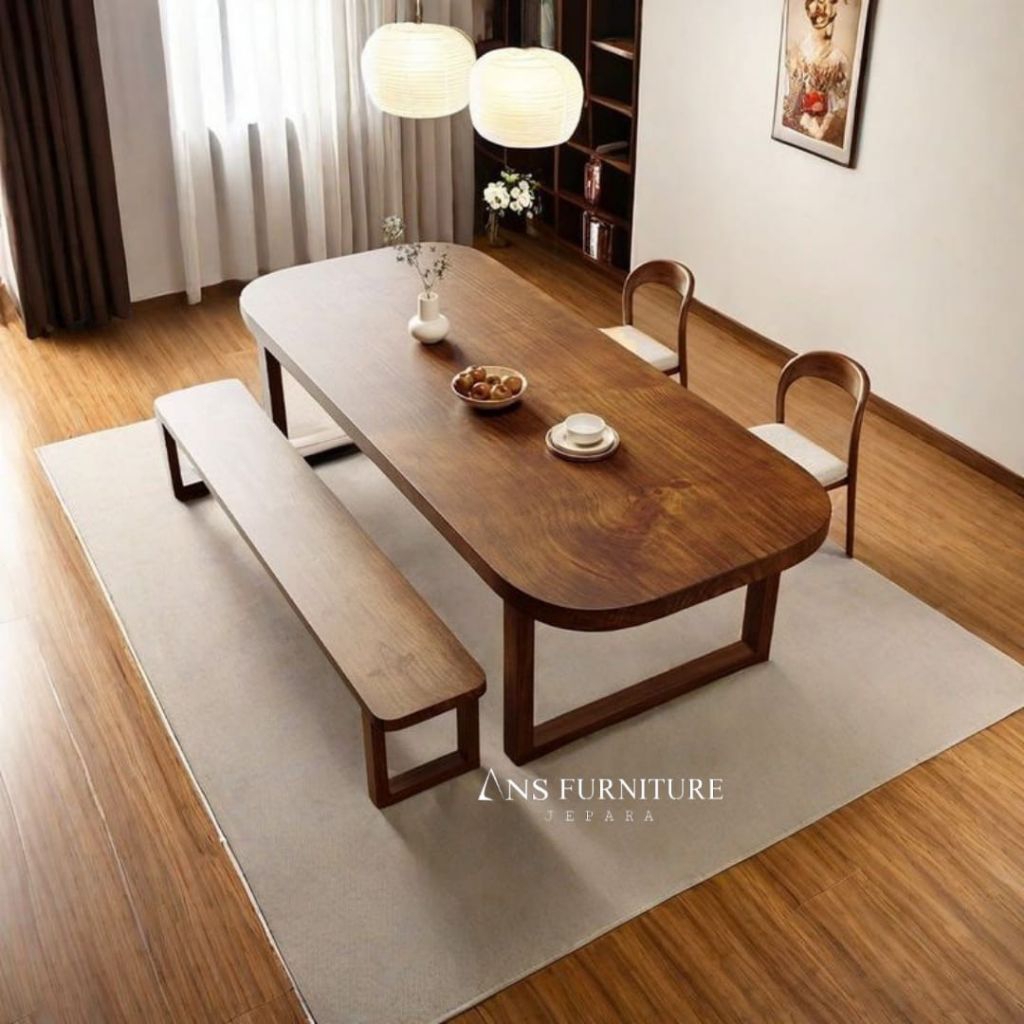 meja makan jati minimalis modern