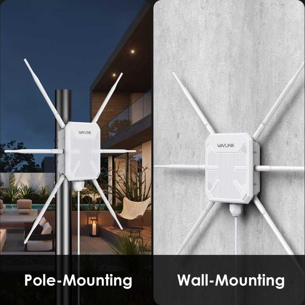WAVLINK WL-WN588HX3 WiFi 6 AX3000 Outdoor Repeater/WiFi Extender, 6 Antena High Gain, Dual Band 2.4G