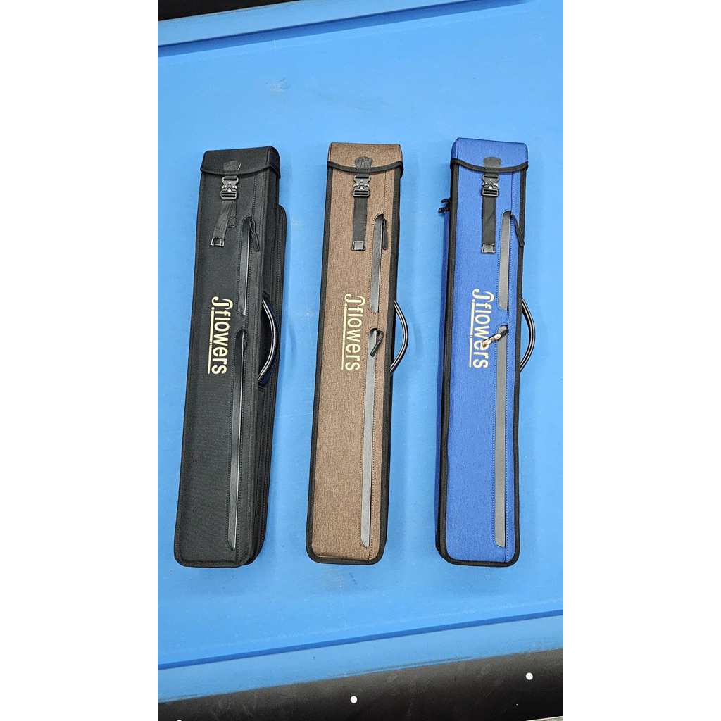 J Flowers Cue Case 3x5 3 Butt 5 Shaft Hitam Cokelat Biru - Tas Cue Berkualitas Tinggi untuk Kebutuha
