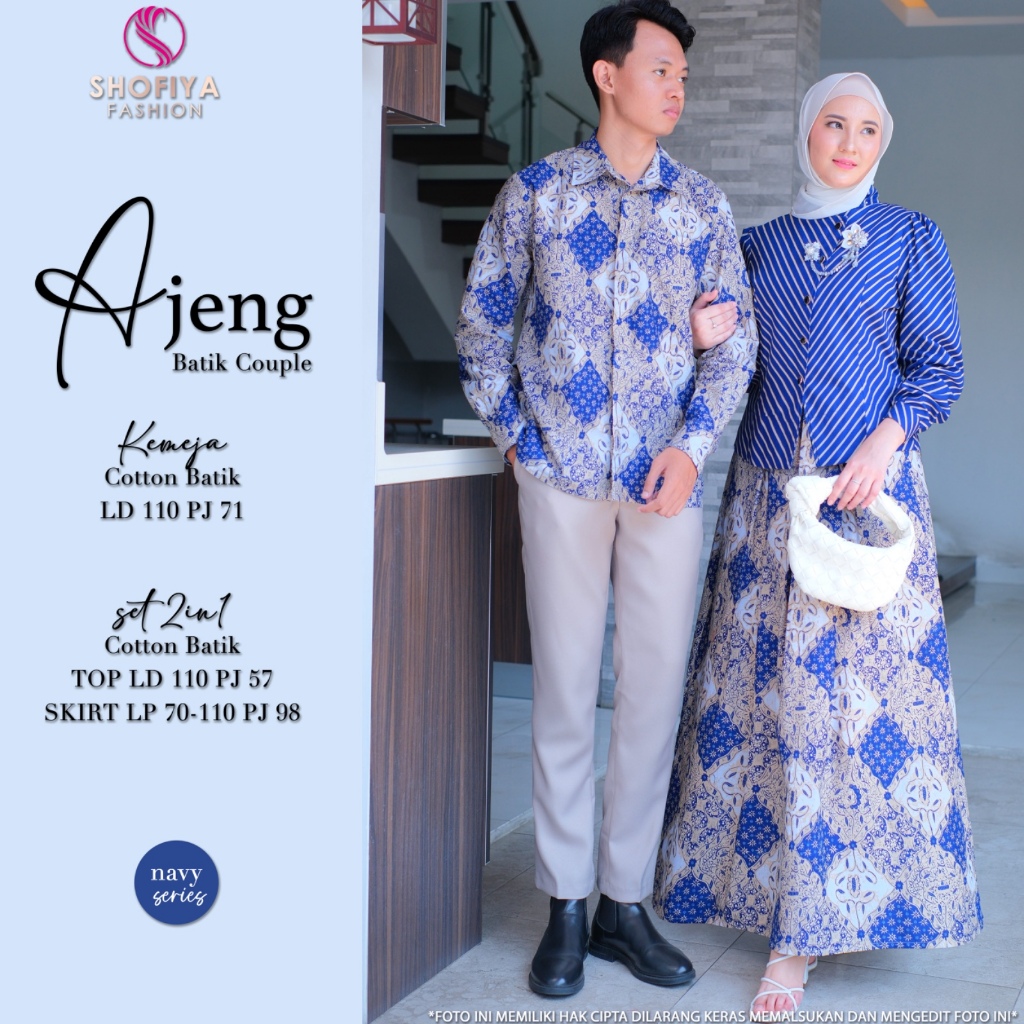 Ajeng Set Couple Original Shofiya Fashion Kemeja & Set 2in1 Cotton Batik Couple Ajeng shofiya